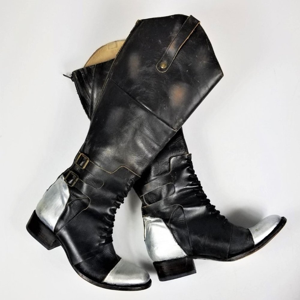 Freebird Sadle Boots Leather Black Silver Toe Heel